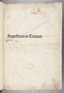 De trinitaten ja De Civitate Dei cum commenton nimisivu, kirjoittanut Augustinus Hippo (kynä ja muste paperille) tekijältä Unbekannt