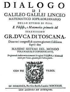 Dialogon otsikkosivu, kirjoittanut Galileo, 1632 tekijältä Unbekannt