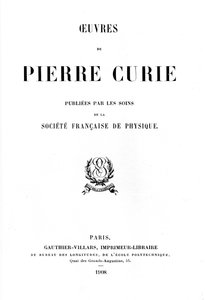 Pierre Curien teosten nimisivu, 1908 tekijältä Unbekannt