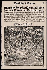 Sebastian Brantin kirjan Hullujen laiva, 1497, nimisivu. tekijältä Unbekannt