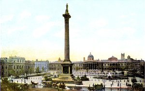 Trafalgar Square ja Nelsons-pylväs, Lontoo, 1900-luku tekijältä Unbekannt