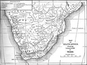 Etelä-Afrikan heimokartta, c1880 tekijältä Unbekannt