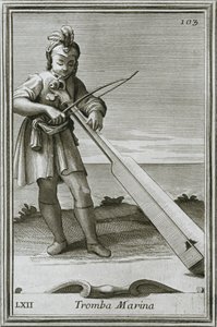 Trumscheit meritrumpetti, kaiverrus F. Bonannisin kirjasta Armonic cabinet, Rooma, 1722, 1948 tekijältä Unbekannt