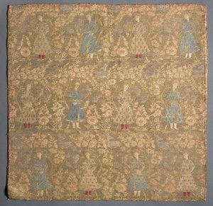 Twill kudottu haukkamiesten kanssa ruusupensaiden keskellä, 1650-1699. tekijältä Unbekannt