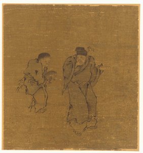 Kaksi mieshahmoa rupikonna-, Ming- tai Qing-dynastian kanssa, 1600-luku. tekijältä Unbekannt
