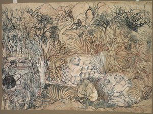 Umed Singh, Kota Hunting Lions, n. 1785-1790. tekijältä Unbekannt