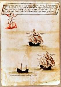 Vasco da Gaman laivasto merellä, 1497 tekijältä Unbekannt