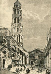 Näkymä Spalatrossa, jossa näkyy Diocletianuksen palatsin Campanile ja Peristyle, 1890. tekijältä Unbekannt
