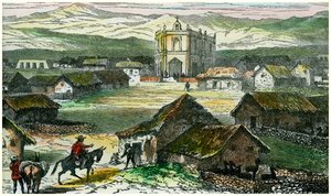 Näkymä Tiahuanacolle, lähellä Titicaca-järveä, Bolivia, vuodelta 1880 tekijältä Unbekannt