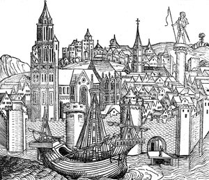 Näkymä linnoitettuun kaupunkiin, 1493 tekijältä Unbekannt