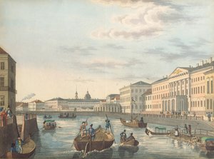 Näkymä Fontanka-joelle Pietarissa, 1820-luku tekijältä Unbekannt