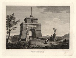 Näkymä Milvian (tai Mulvian) sillalle, Ponte Milvio, Rooma tekijältä Unbekannt