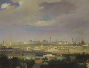 Näkymä Moskovan Kremliin Bolotnaya Marsh -aukiolta, 1800-luvun puoliväli. tekijältä Unbekannt