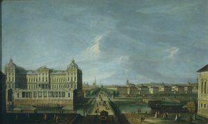 Näkymä Nevski Prospektille ja Anichkovin palatsille, 1700-luvun toinen puoli. tekijältä Unbekannt