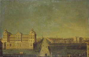 Näkymä Nevski Prospektille Anichkovin palatsista ja Shuvalovs-talosta, 1700-luvun toinen puoli. tekijältä Unbekannt