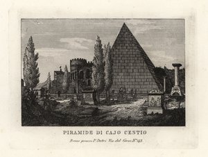 Näkymä Cestiuksen pyramidille, Piramide di Caio Cestio, Rooma tekijältä Unbekannt