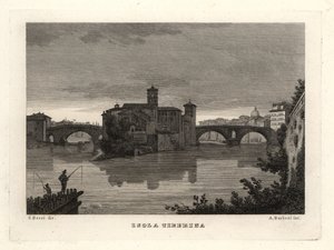 Näkymä Tiber-saarelle, Isola Tiberina, Rooma tekijältä Unbekannt