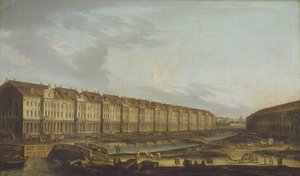 Näkymä Twelve Collegia -rakennuksesta Pietarissa, 1700-luvun puolivälissä. tekijältä Unbekannt