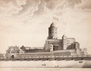 Näkymä Viipurin linnalle, n. 1840 tekijältä Unbekannt