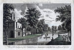 Näkymä Cassina- ja Serpentine-joen takaosalle Chiswick Gardensissa Lontoossa tekijältä Unbekannt