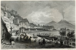 Näkymä satamaan ja Napolin kaupunkiin 1800-luvulla, ranskalaisen toimittajan ja matkailijan Louis Enault