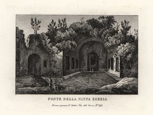 Näkymä nymfin keväästä Egeria, Egeria nympheum, Ninfeo d