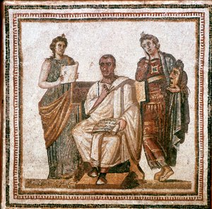 Vergilius ja muusat, roomalainen mosaiikki Soussesta, Tunisiasta, 3. vuosisadalta jKr tekijältä Unbekannt
