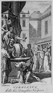 Virginius tappaa tyttärensä Virginian 1700-luvun puolivälissä. tekijältä Unbekannt