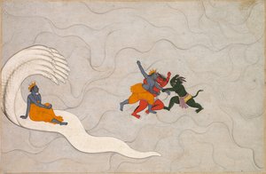 Vishnu taistelee Madhua ja Kaitabhaa vastaan, Markandeya Purana -teoksesta. tekijältä Unbekannt Unbekannt