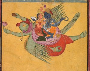 Vishnu ja Lakshmi Garudalla, n. 1750 . tekijältä Unbekannt