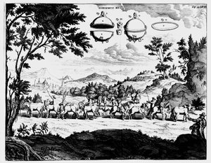 Von Guerickesin esittely ilmanpaineen voimakkuudesta, 1672 tekijältä Unbekannt