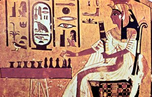 Seinämaalaus Nefertarin haudasta, Thebes, Muinainen Egypti, 19. dynastia, 1200-luku eKr. tekijältä Unbekannt