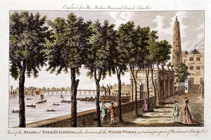 York Buildingsin vesilaitos, Strand, toimittaa vettä Lontooseen Thamesista, 1790 tekijältä Unbekannt