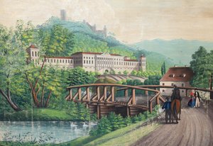Weilburgin linna lähellä Badenia, 1800-luvun puolivälissä.. tekijältä Unbekannt