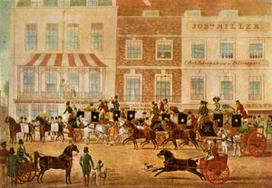"West Country Mails at the Gloucester Coffee House, Piccadilly", c1830, 1943. tekijältä Unbekannt