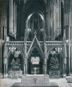Westminster Abbey, Lontoo, jossa Benno Elkans Vanha testamentti ja Uuden testamentin kynttelikkö, vuodelta 1942 tekijältä Unbekannt