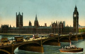 Westminster Bridge ja parlamenttitalo, Lontoo, 1910. tekijältä Unbekannt