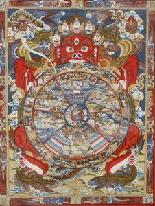 Elämänpyörä tai Samsaran pyörä (Mandala). Kopanin luostari, Bhaktapur, Nepal tekijältä Unbekannt