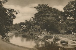 Missä esihistorian pedot väijyvät järven rannalla Palace Groundissa, n. 1935. tekijältä Unbekannt