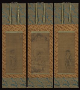 Guanyin de túnica blanca amb Hanshan i Shide, segle XIV. finlandès tekijältä Unbekannt