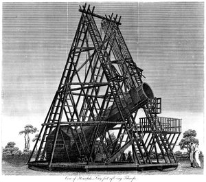 William Herschelsin heijastava kaukoputki, jonka polttoväli on 40 jalkaa, Slough, Englanti, 1809 tekijältä Unbekannt