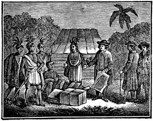 William Penn intiaanien kanssa, englantilainen kveekarikolonisti, 1830 tekijältä Unbekannt