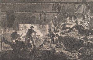 Winter Quarters in Camp - The Inside of a Hut Harper