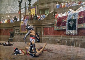 Kääntetyllä peukalolla, Pollice Verso, 1872 tekijältä Unbekannt