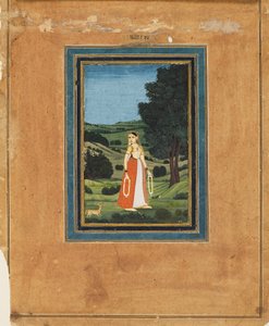 Nainen yömaisemassa, mahdollisesti metsässä, 1800-luku tekijältä Unbekannt