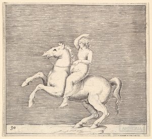 Woman on Rearing Horse, julkaistu n. 1599-1622. tekijältä Unbekannt