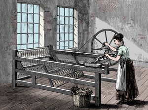 Nainen käyttää Spinning Jennyä, c1880 tekijältä Unbekannt