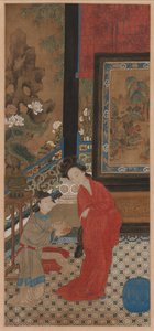 Yang Guifei lähtemässä kylpylästä, 1700-luku. tekijältä Unbekannt