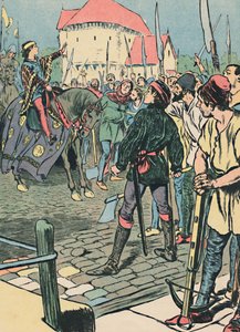 Nuori kuningas Richard tukahduttaa kapinan, vuodelta 1907 tekijältä Unbekannt