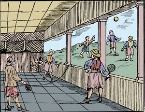 Nuoret miehet pelaamassa tennistä, 1500-luku tekijältä Unbekannt